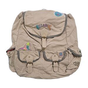 Billabong Canvas Backpack Beach Sirf Sun Shark Sunset Patches Fish Nautical Bag